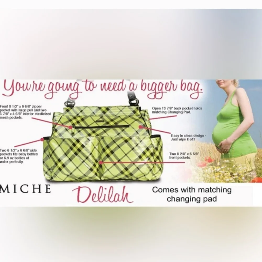 NEW Miche Green Black Delilah Go-Anywhere Shell for Prima Baby Bags